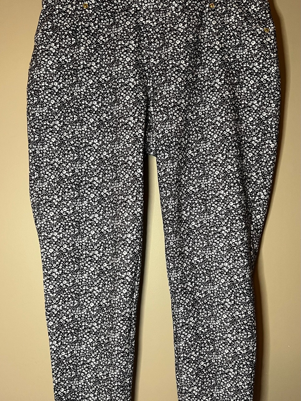 Michael Kors Black and White Floral Skinny Pants